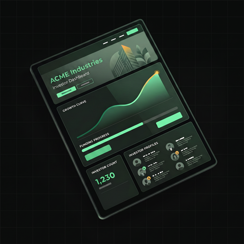 Investor dashboard for an equity crowdfunding campaign, showing funding progress and investor count